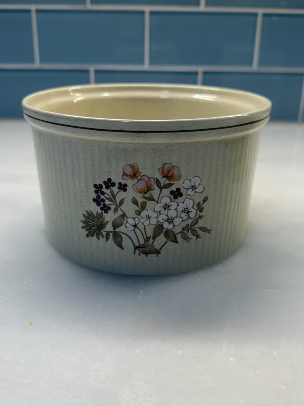 Royal Doulton Cream Floral Ceramic Ramekin with Pink and Purple Accents